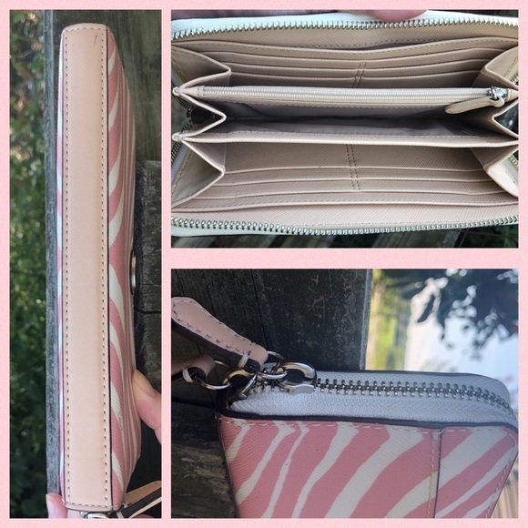 24022 Coach Pink White Zebra Devin Bag Wallet Set - Picture 7 of 8